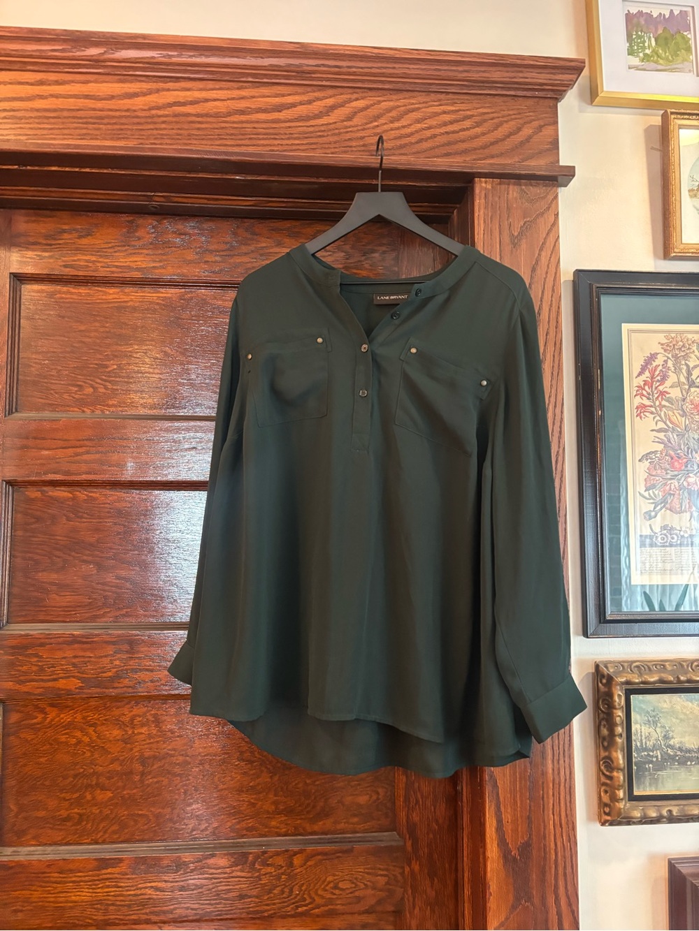 Lane Bryant Olive Green Utility Blouse